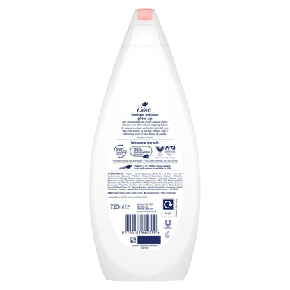 Dove body wash bottle with label on a white background