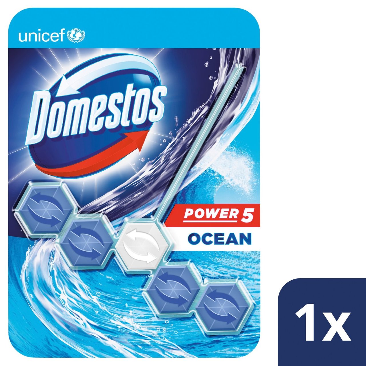 Domestos Power 5 Toilet Rim Block 55g Ocean