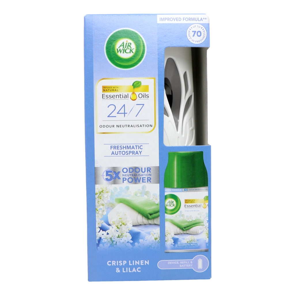 Buy Airwick Freshmatic Kit 250ml Crisp Linen Lilac online at Intamarque Wholesale – Trusted FMCG distributor