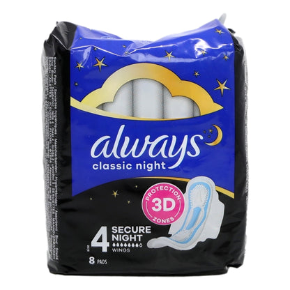 Always Maxi Classic Night 8s With Wings Size 4