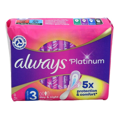 Always Platinum 8s Night Size 3 Sanitary Towels Wings SP