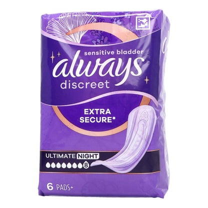 Always Discreet Pads 6s Ultimate Night