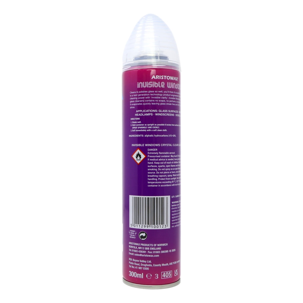 Aristowax Invisible Windows 300ml Foaming Aerosol Glass Cleaner