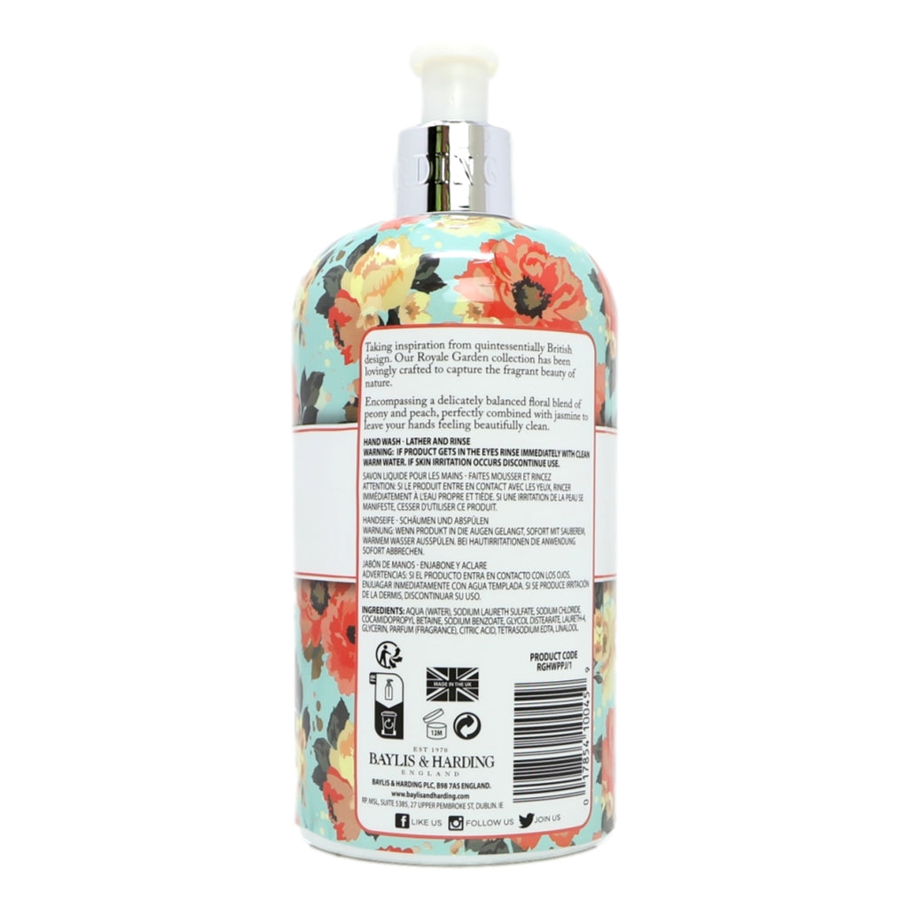 Bottle with floral design and text on a white background