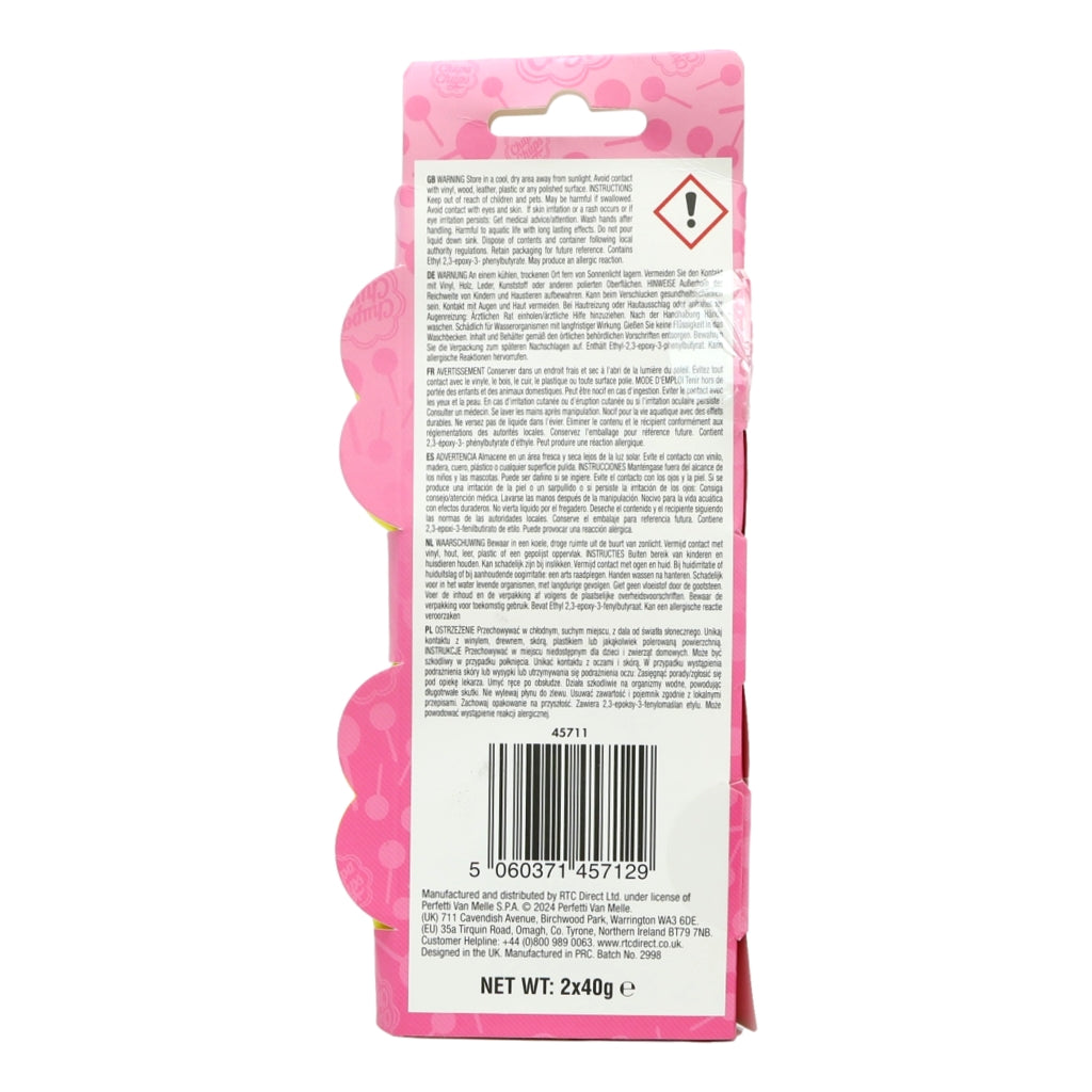 Chupa Chups Stick & Twist Solid Gel Air Freshener 2x40g Grape, Mango, Cherry, Strawberry & Cream