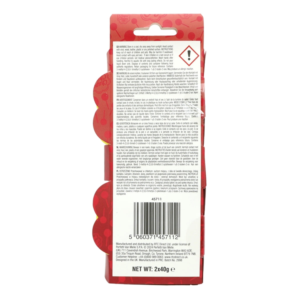 Chupa Chups Stick & Twist Solid Gel Air Freshener 2x40g Grape, Mango, Cherry, Strawberry & Cream