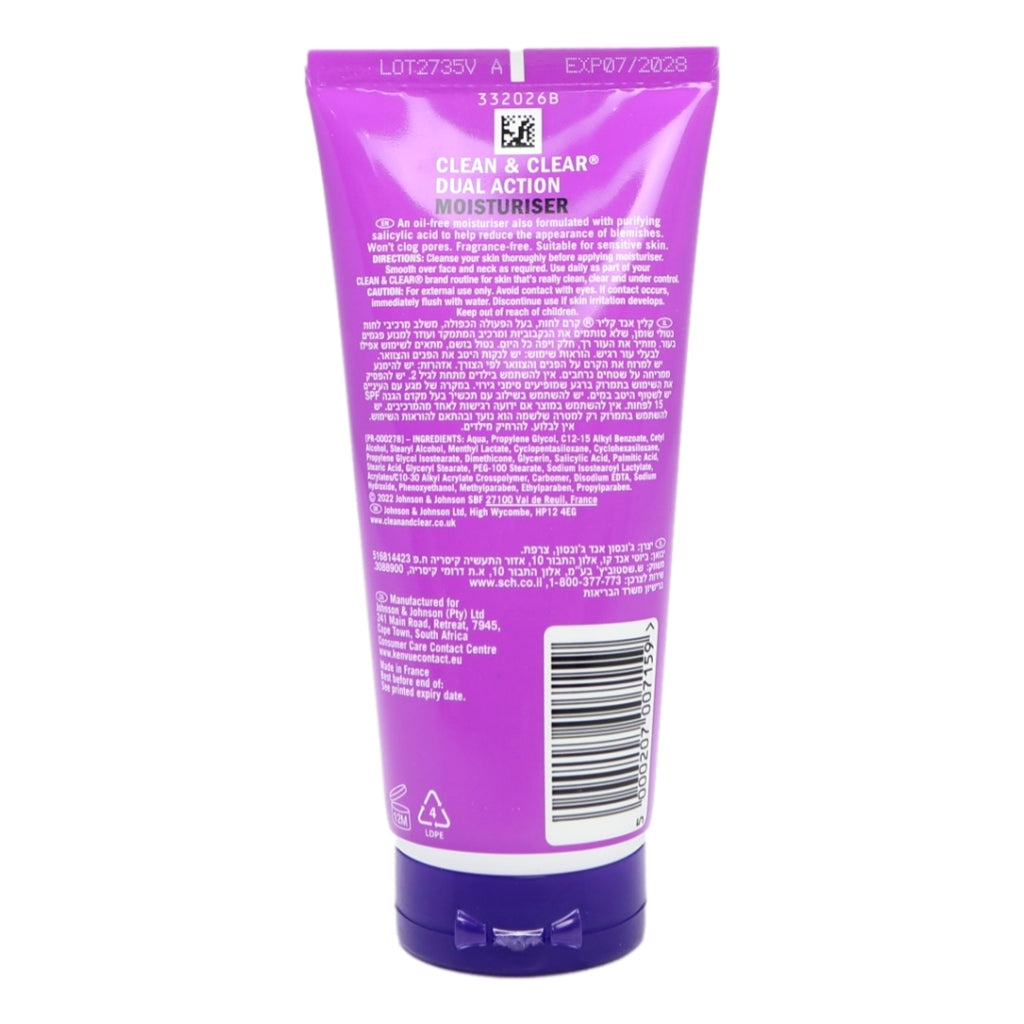 Clean & Clear Dual Act 100ml Moisturising Cream