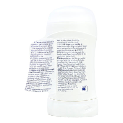 Back of a white container with text and a logo on a white background