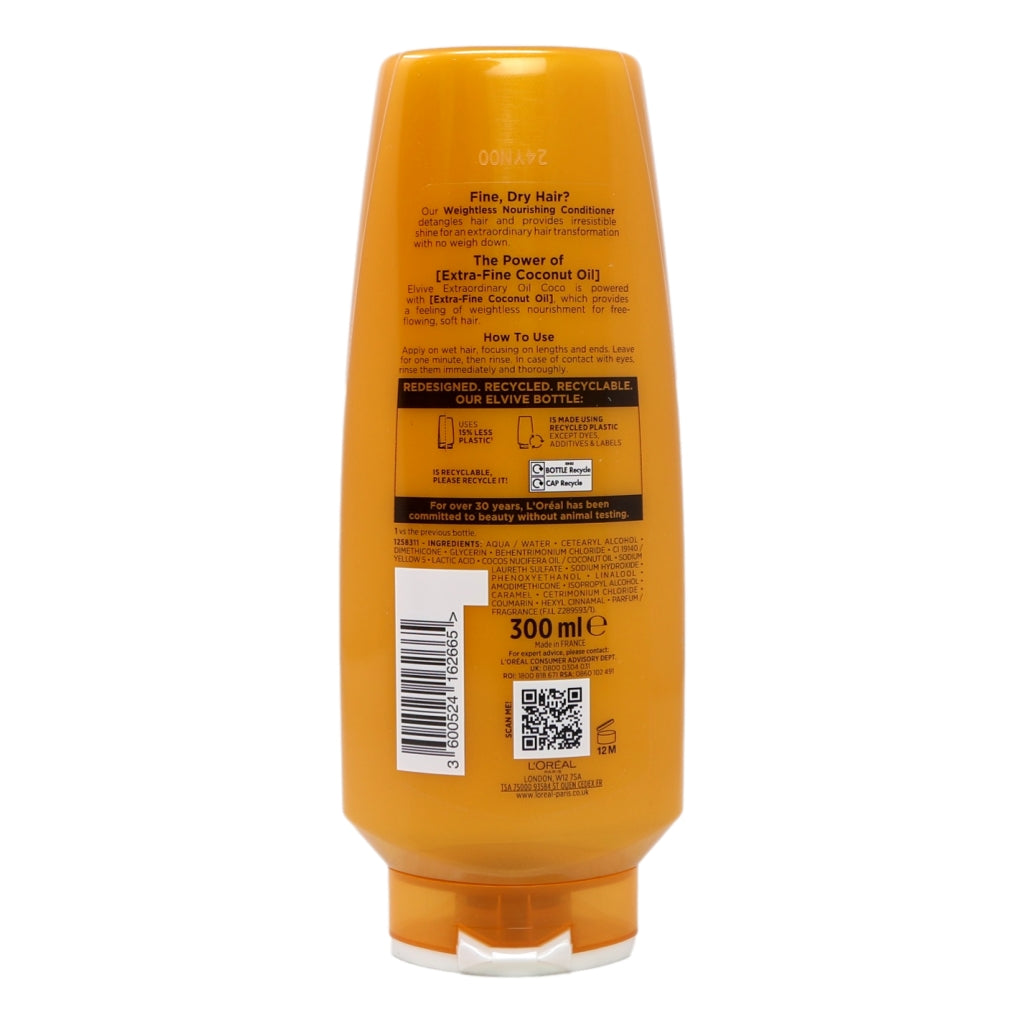 L'Oreal Elvive Conditioner 300ml Extraordinary Coconut Oil