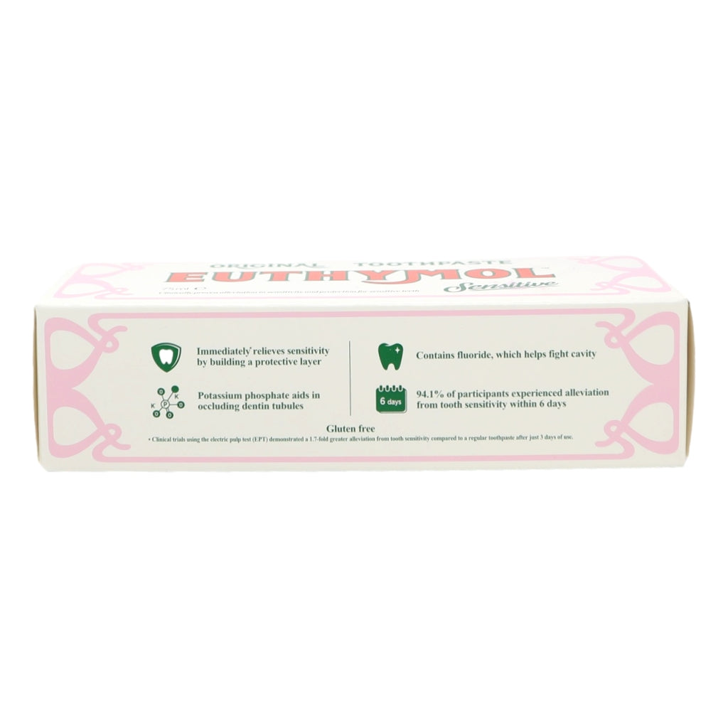 Euthymol toothpaste box on a white background