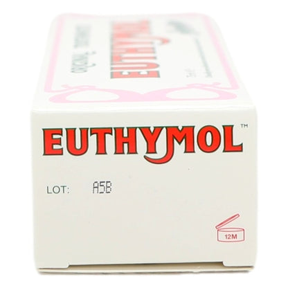 Euthymol product packaging with red text on a white background