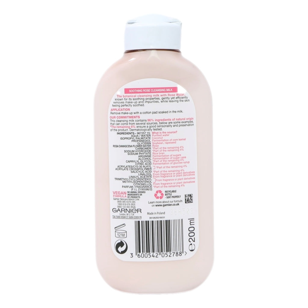 Garnier Naturals Cleansing Milk 200ml Rose