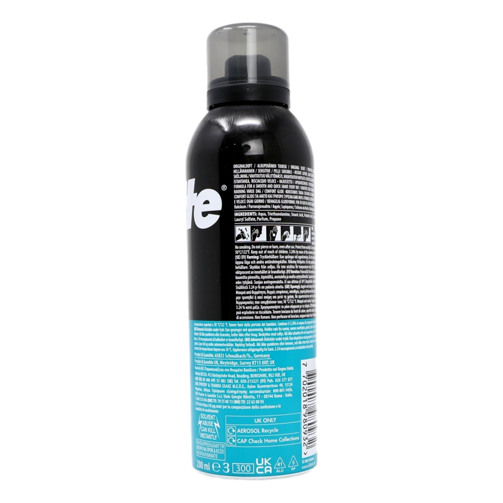 Black spray bottle with a blue label on a white background