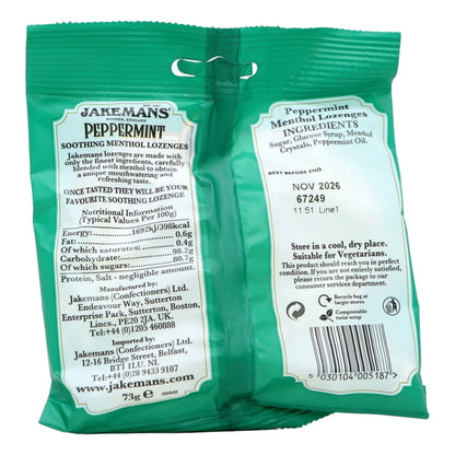 Jakemans Lozenges 73g Peppermint