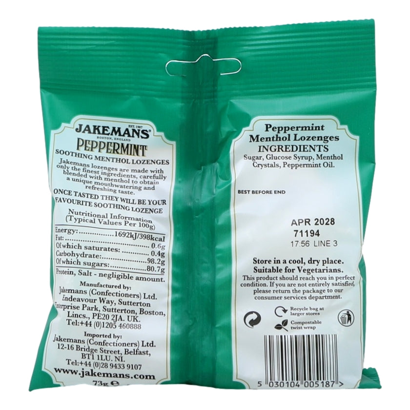 Jakemans Lozenges 73g Peppermint