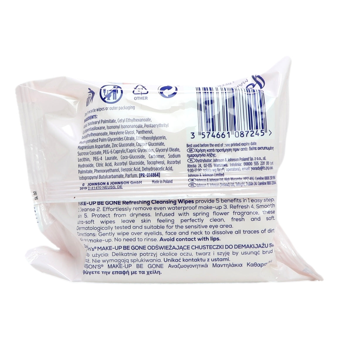 Johnsons Make Up Be Gone Wipes 25s Refreshing