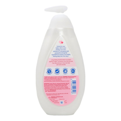 Baby lotion bottle with label on a white background