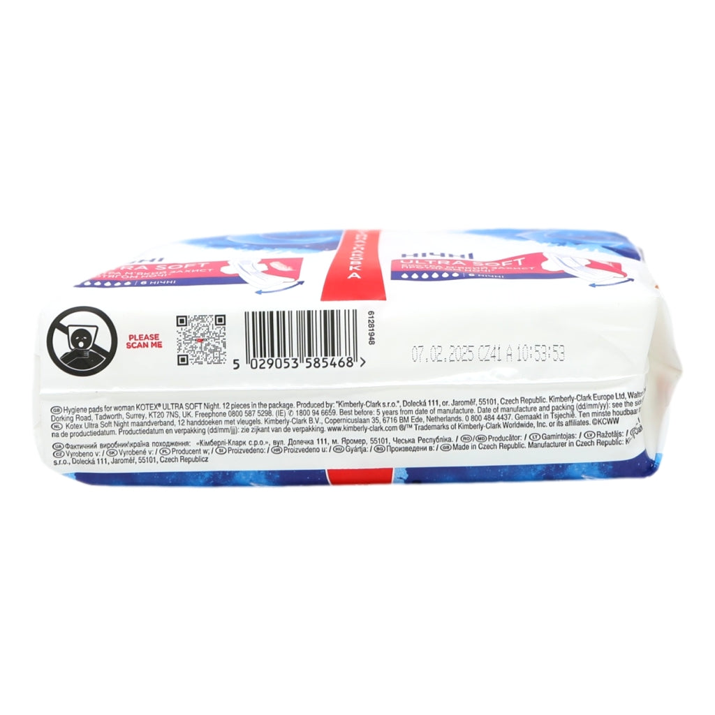 Kotex Ultra Night Pads 12s Wings