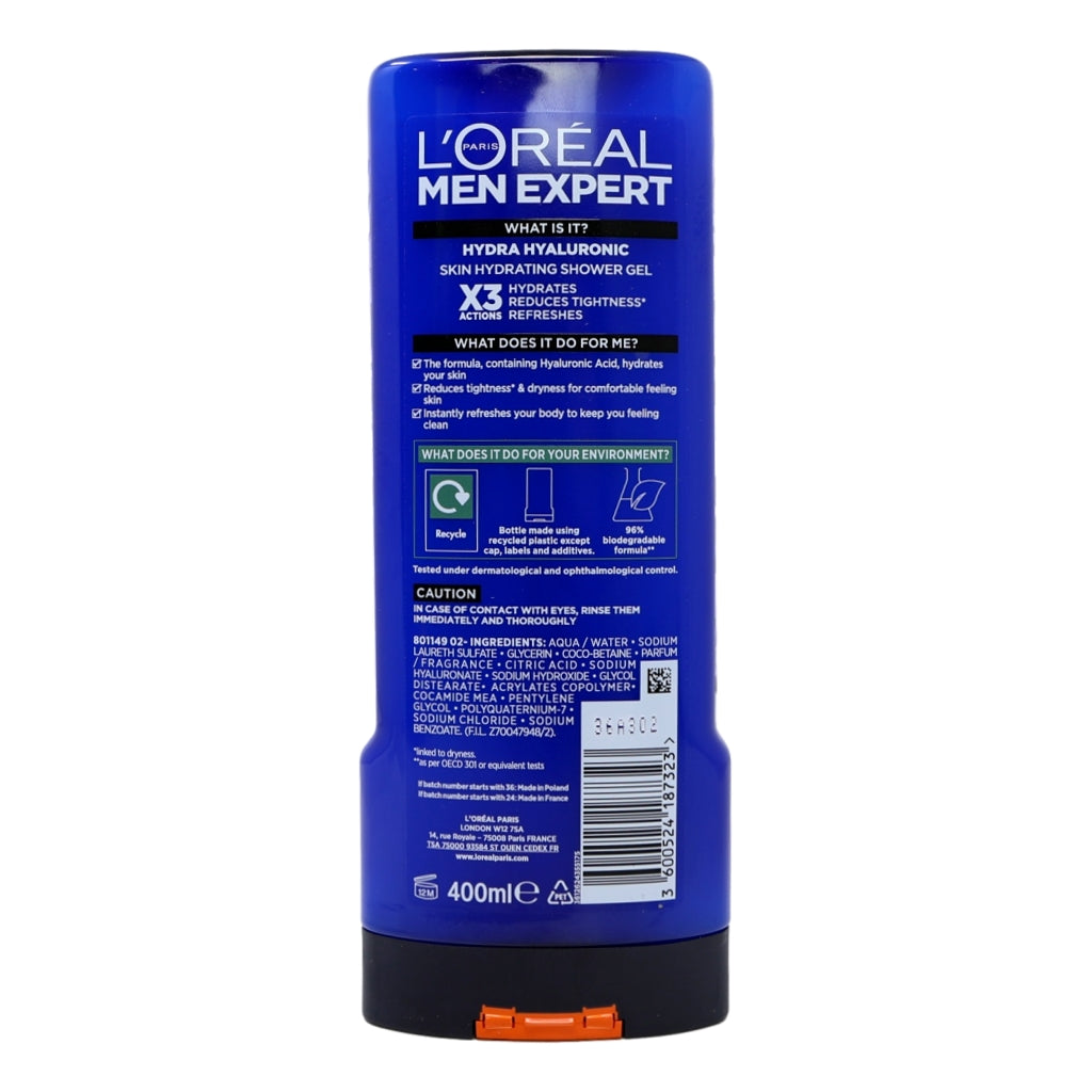 L'Oreal Men Expert Shower Gel 400ml Hydra Hyaluronic