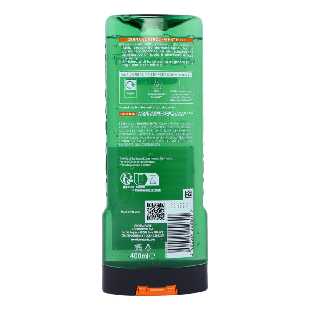 L'Oreal Men Expert Shower Gel 400ml Derma Control