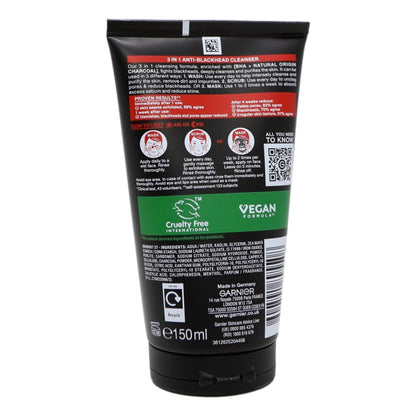 Garnier Pure Active 3in1 150ml Intensive Charcoal Anti-Blackhead Mash