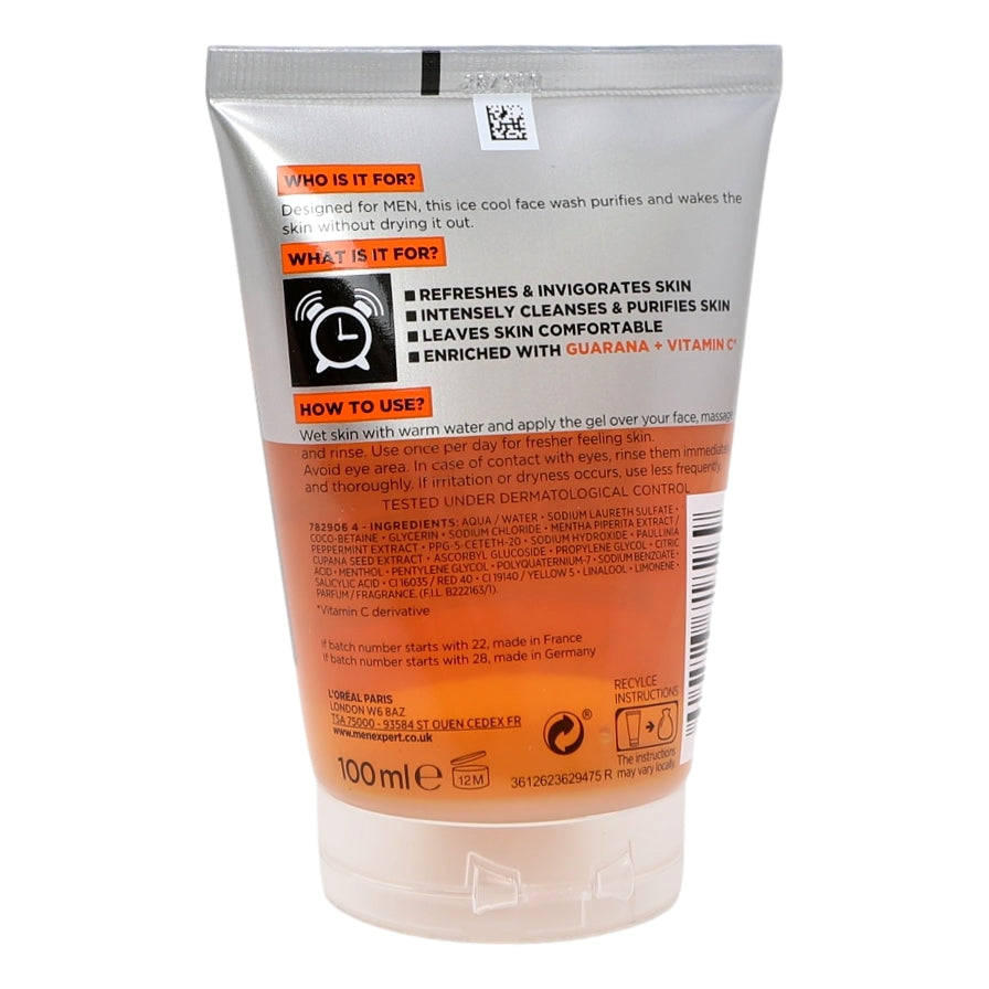 Facial wash tube with text on a white background