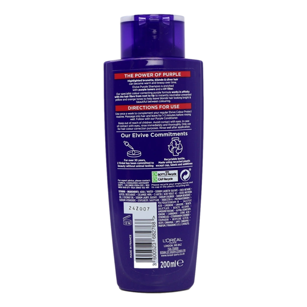 L'Oreal Elvive Shampoo 200ml Colour Protect Anti-Brassiness Purple