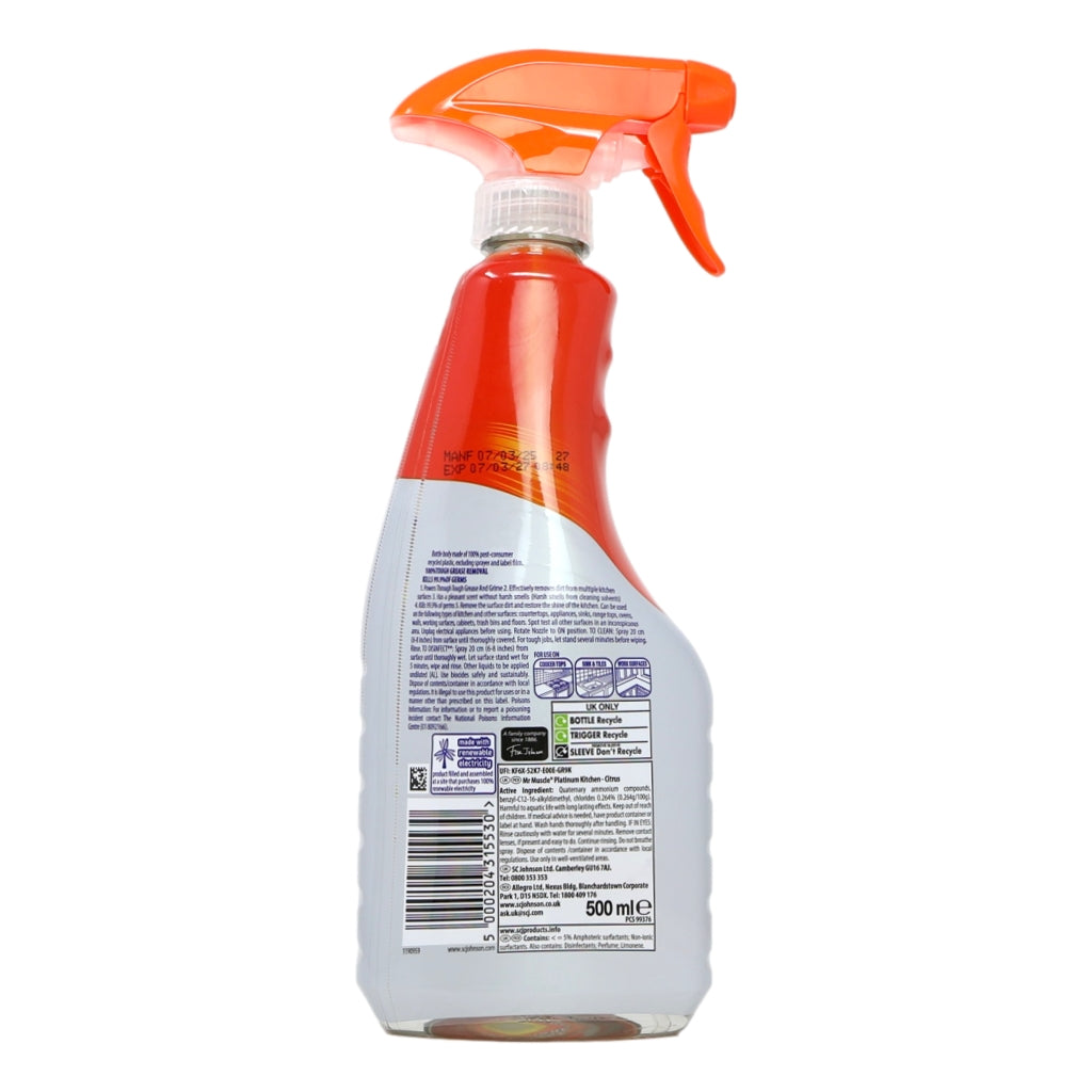 Mr Muscle Platinum Trigger Spray 500ml Kitchen