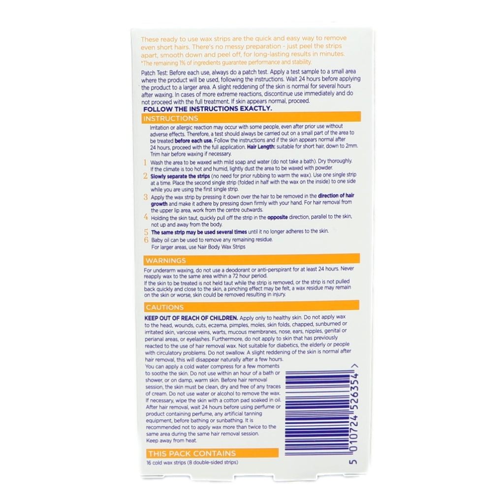 Nair Hair Removal Facial Wax Strips 16    