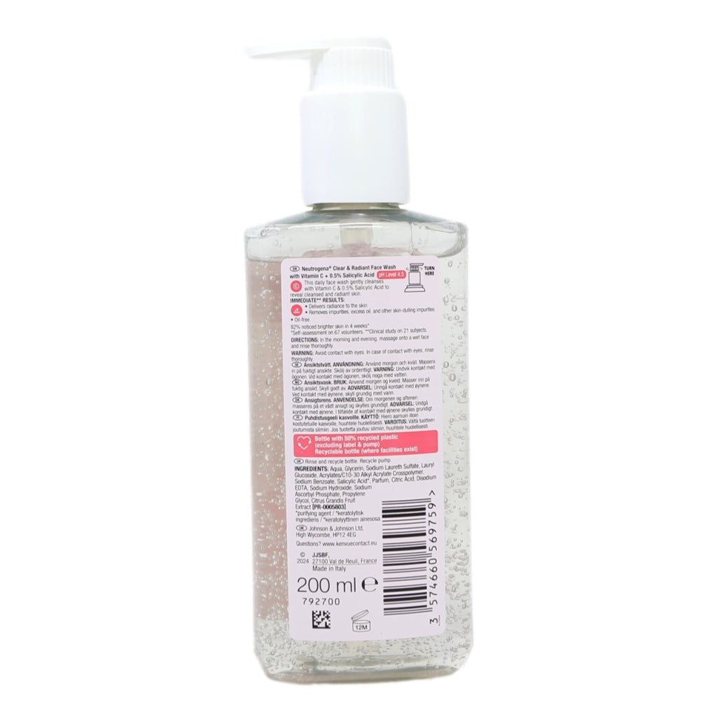 Neutrogena Facial Wash 200ml Clear & Radiant