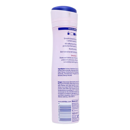 Nivea body spray bottle with label on a white background