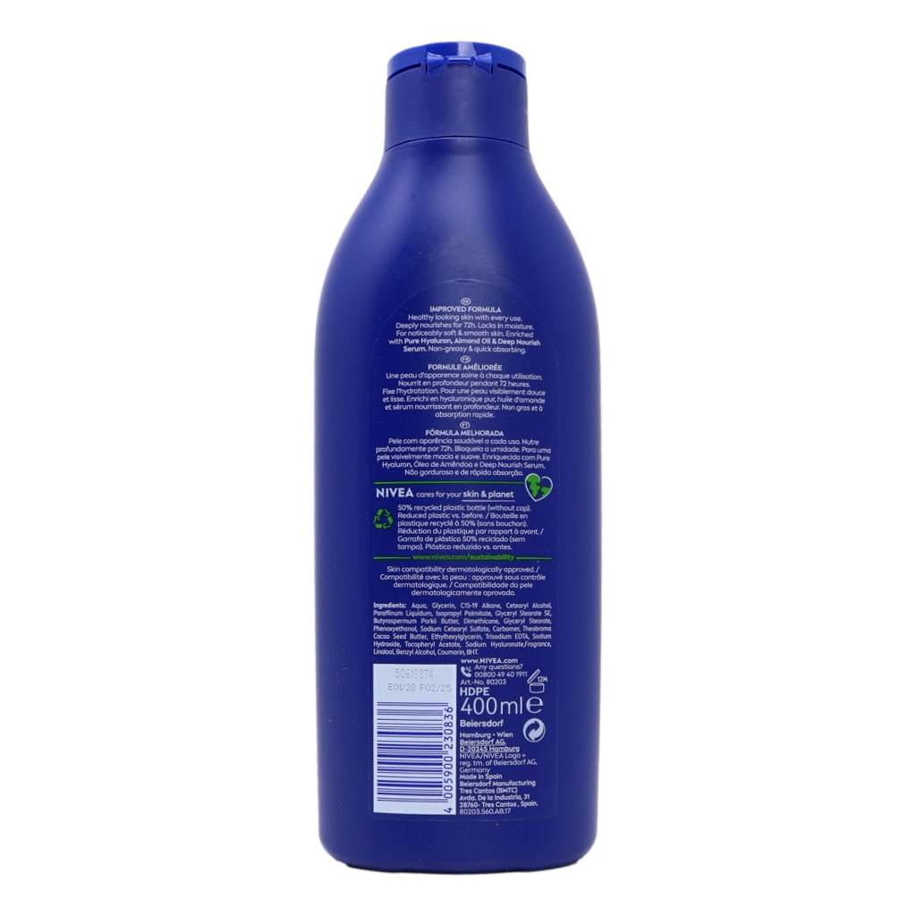 Blue bottle with a label on a white background