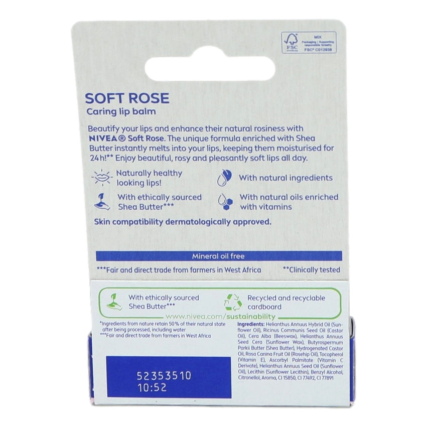 Nivea Lip 4.8g Soft Rose