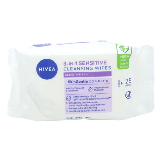 Nivea Wipes Biodegradeable 25s 3in1 Sensitive