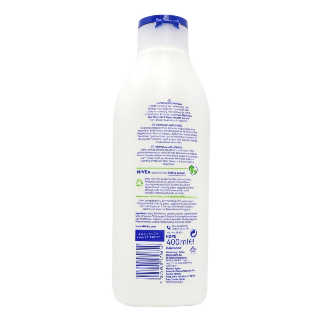 Nivea body wash bottle with label on a white background
