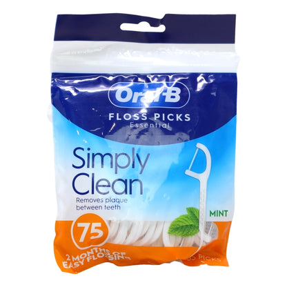 Oral B Essential Floss Picks 75s Simply Clean 
