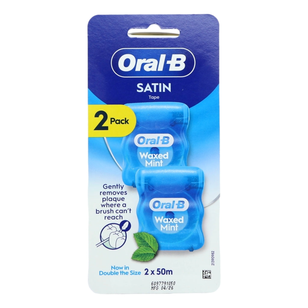 Oral B Dental Floss 2x50m Satin Tape Twin Pack NEW