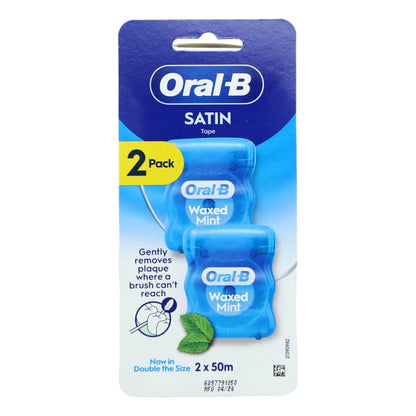 Oral B Dental Floss 2x50m Satin Tape Twin Pack NEW