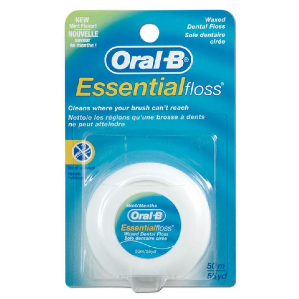 Oral B Dental Floss 2x50m Essential Mint Waxed Twin Pack NEW