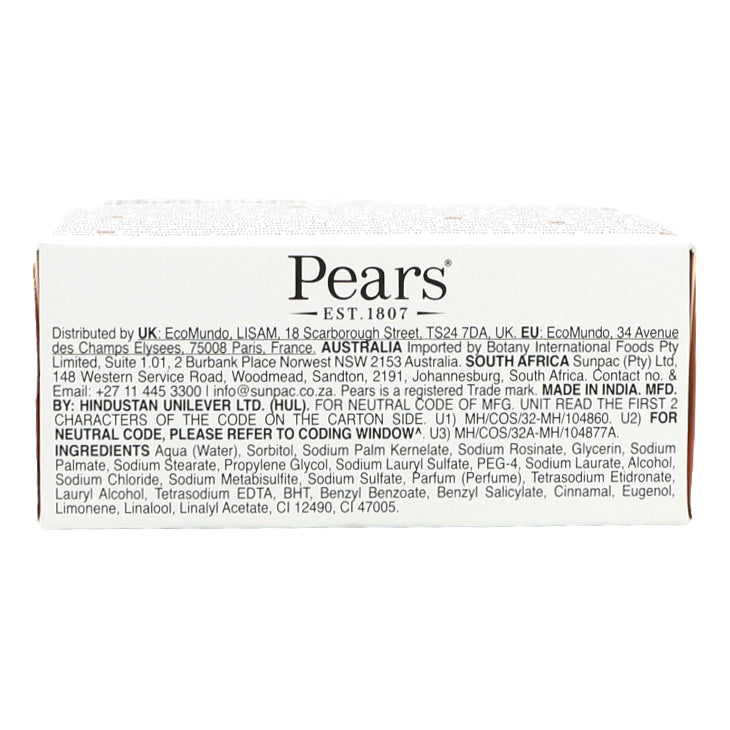 Pears soap bar with label on a white background