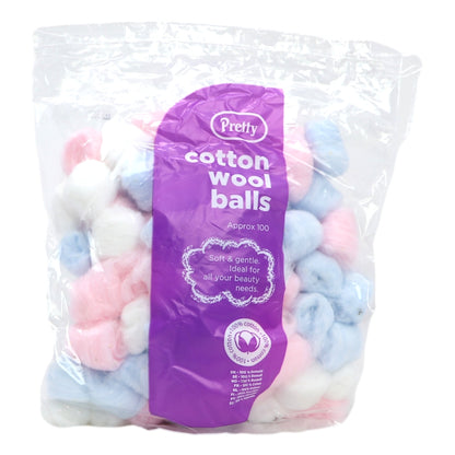 Pretty Cotton Wool Balls - 100 Colour