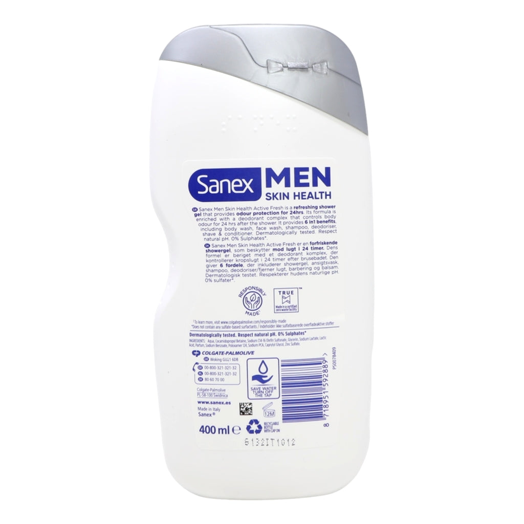 Sanex Shower Gel Men 400ml Active Fresh