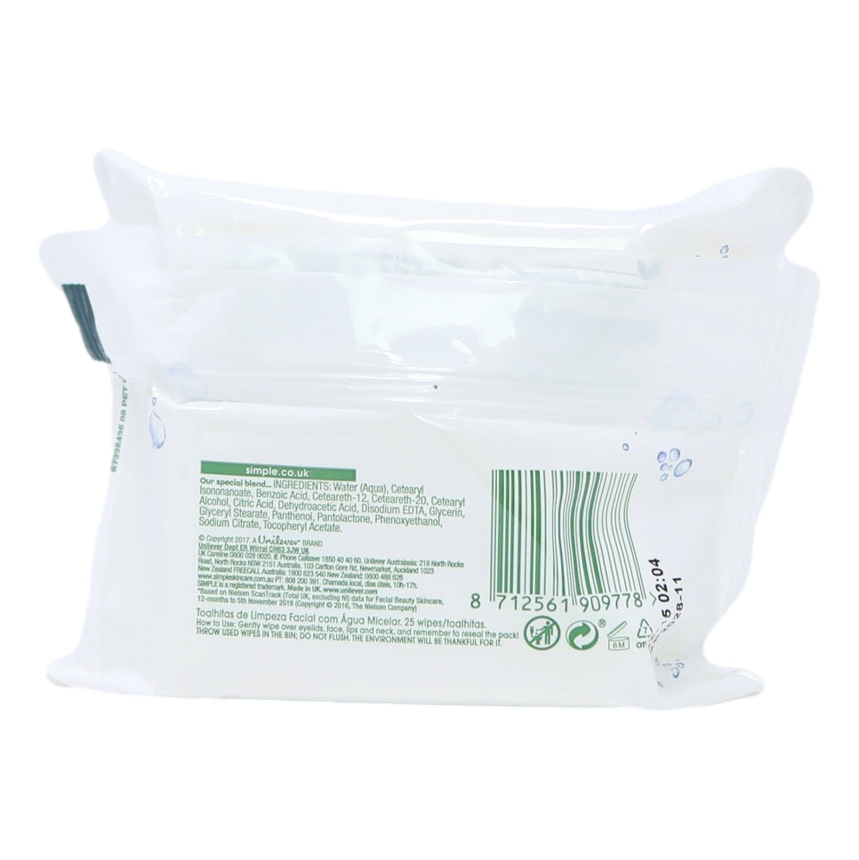Simple Face Wipes 25s Micellar Cleansing
