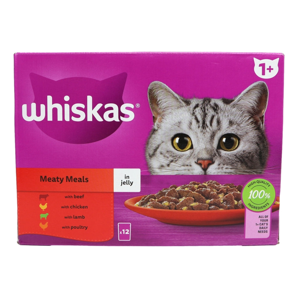 Whiskas 1+ Adult Wet Cat Food Pouches Meaty Meals In Jelly