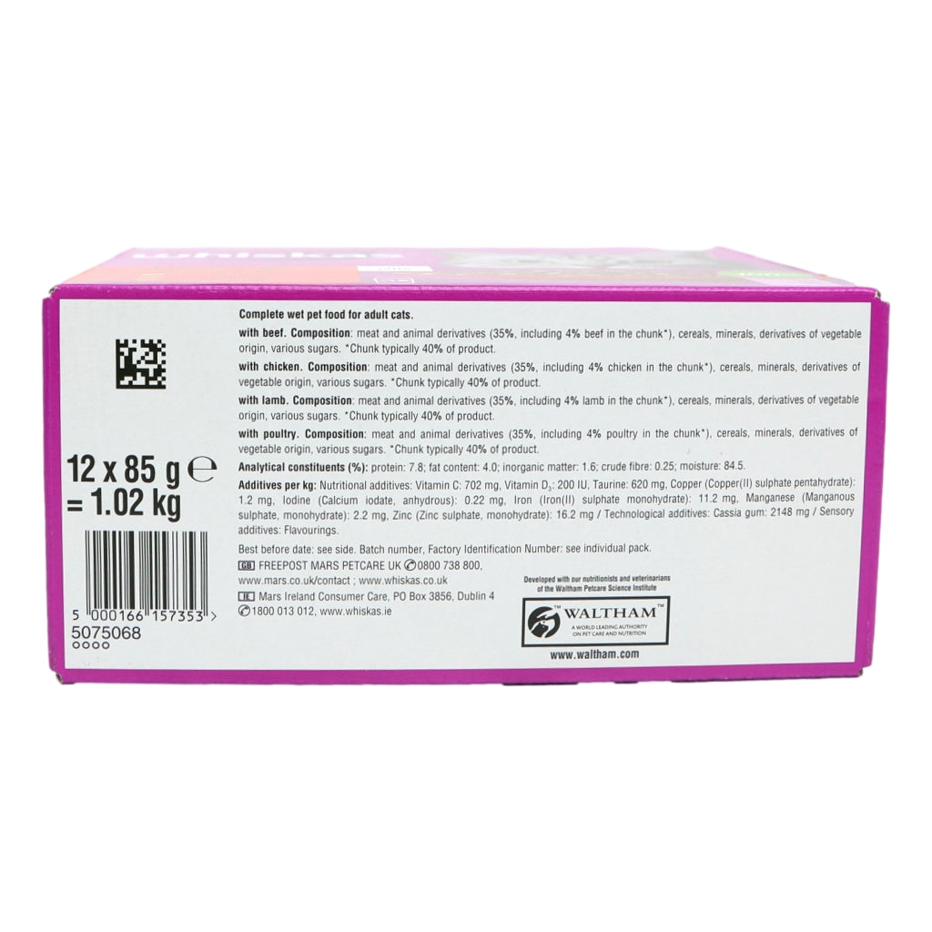 Whiskas 1+ Adult Wet Cat Food Pouches Meaty Meals In Jelly