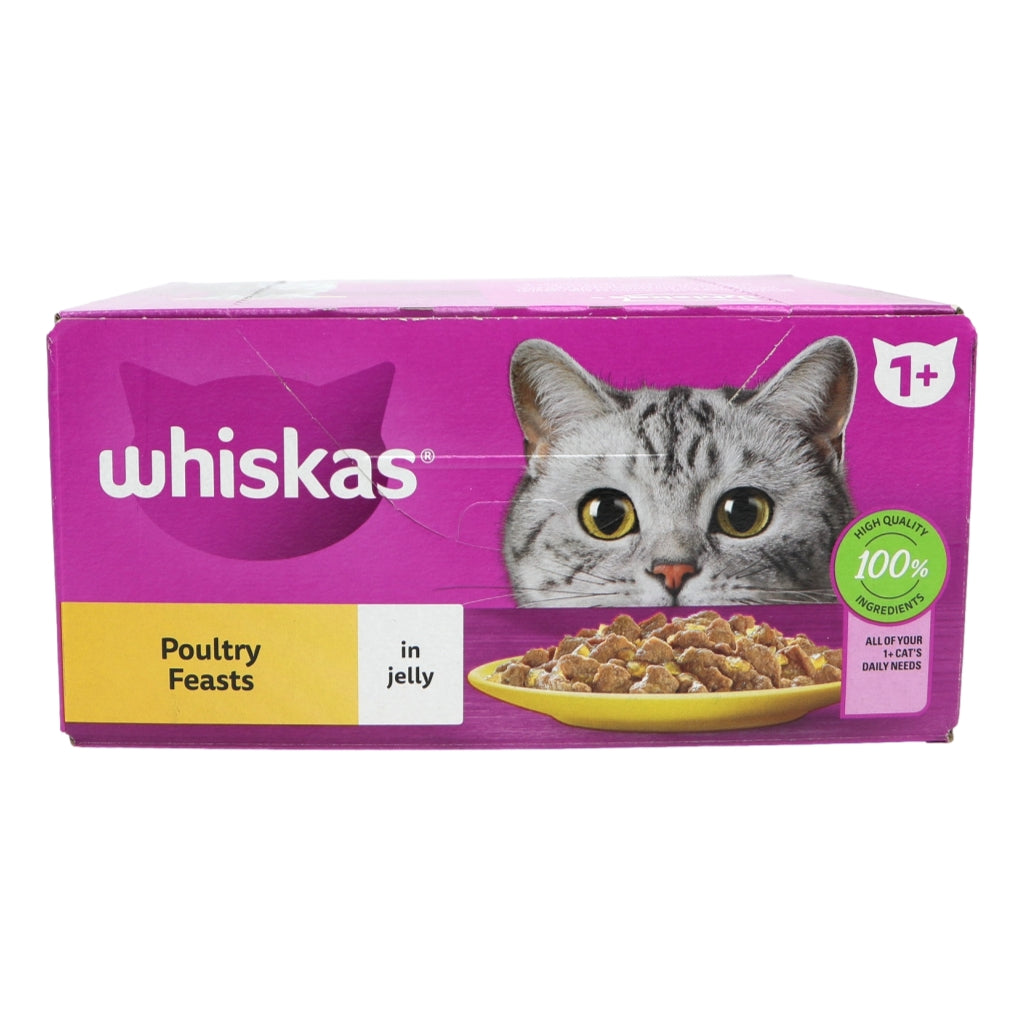 Whiskas 1+ Adult Wet Cat Food Pouches Poultry Feasts In Jelly
