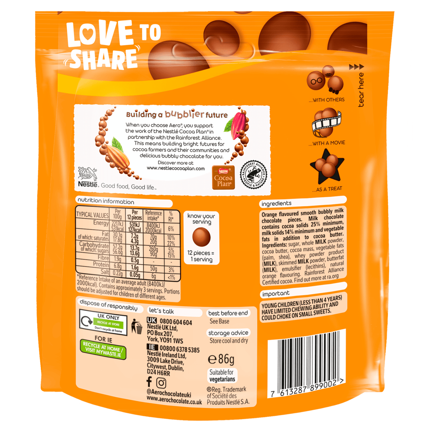Aero Orange Melts 86g - UK Food & Drink - 7613287899002