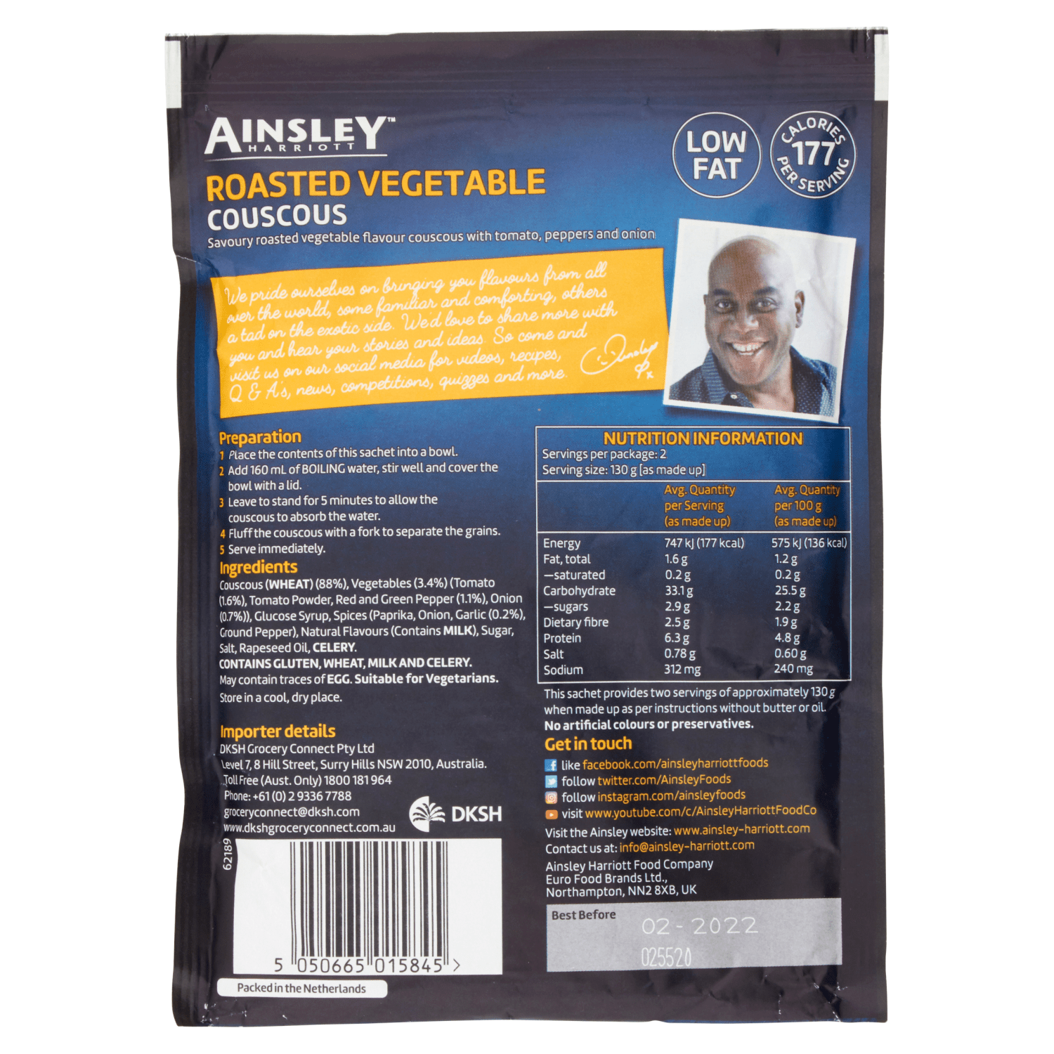Ainsley Harriott Roasted Vegetable Couscous 100g - UK Food & Drink - 5050665015845