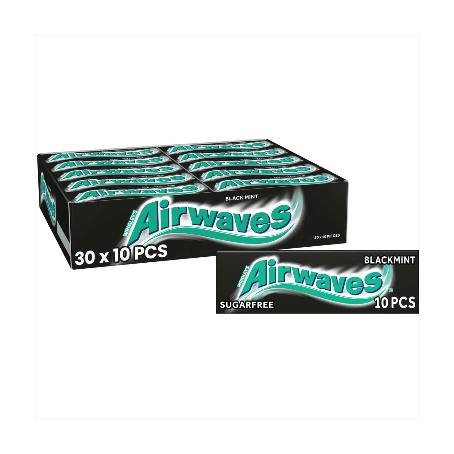 AIRWAVES Black Mint flavour Sugar Free Chewing Gum 10 Pieces - UK Food & Drink - 42101925