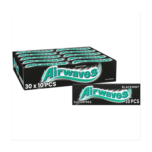 AIRWAVES Black Mint flavour Sugar Free Chewing Gum 10 Pieces - UK Food & Drink - 42101925